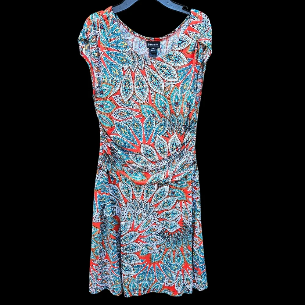 Enfocus Studio Patterned Mini Dress Women Size 14 - Picture 3 of 16